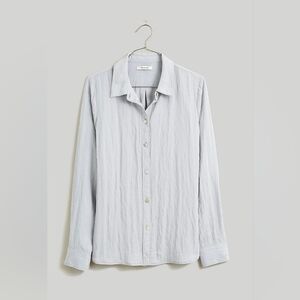 madewell Crinkled Button-Up Shirt grey xs NWT